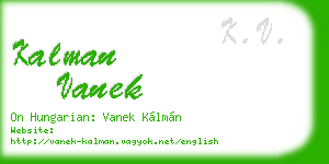 kalman vanek business card